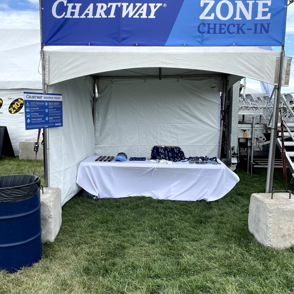 Zone check-in with swag